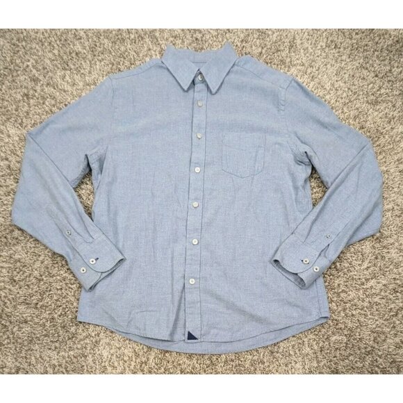 UnTuckit Sherwood Flannel Shirt Mens Large Slim Fit Blue Cotton Button Up - Picture 1 of 6